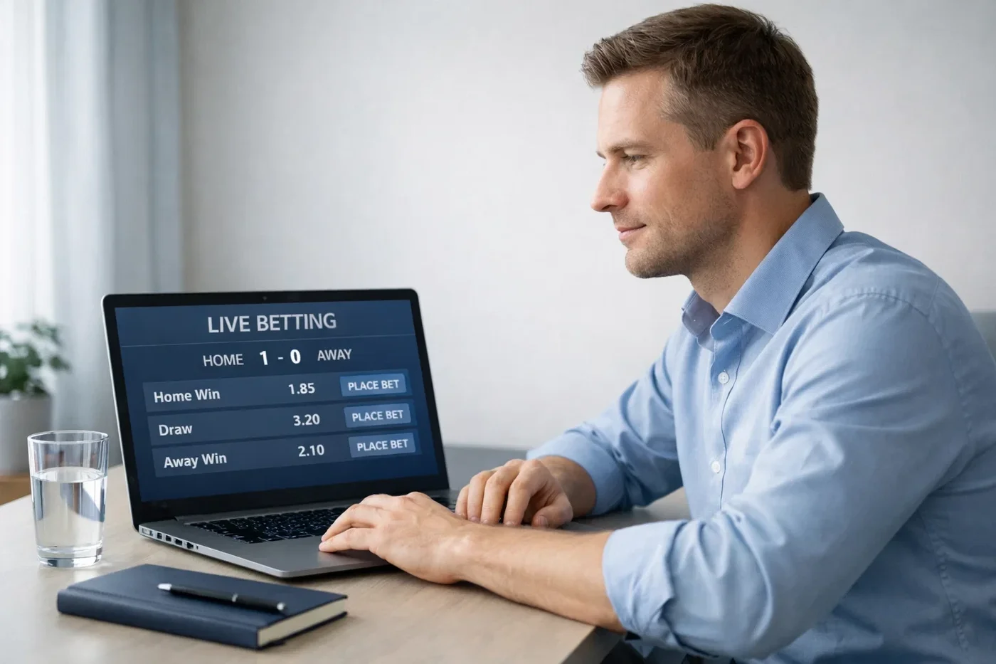 Person der holder hovedet koldt under live betting med fokus og kontrol