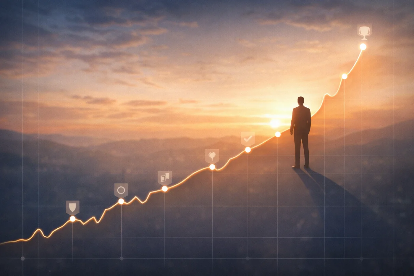 Konceptuel visualisering af langsigtet succes gennem disciplineret value betting